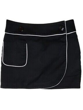 Bebe Sz 2 Black Classic Nautical Y2K Stretch Mini Wrap Skirt. Retro, Y2K, Lined